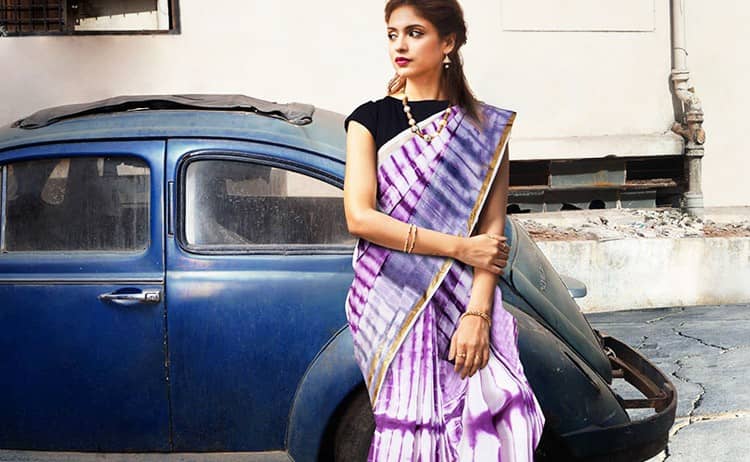 Сари в технике узелковый батик