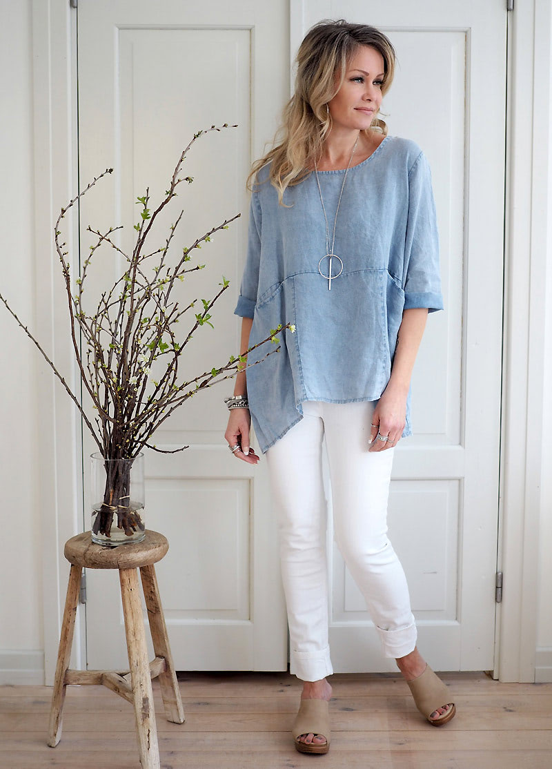 Льняной топ в стиле бохо