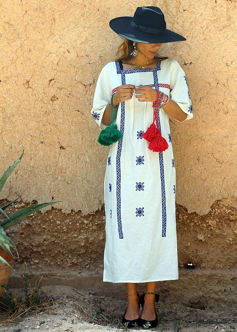 Лен, платье этно стиля