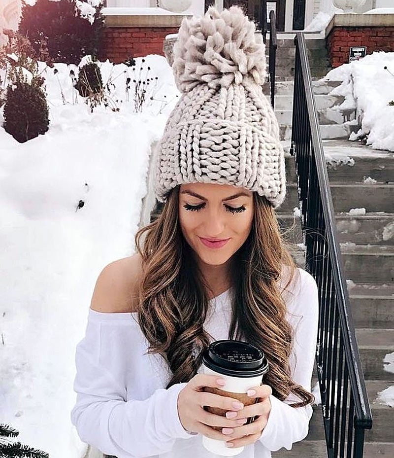 Бохо шапка с помпоном