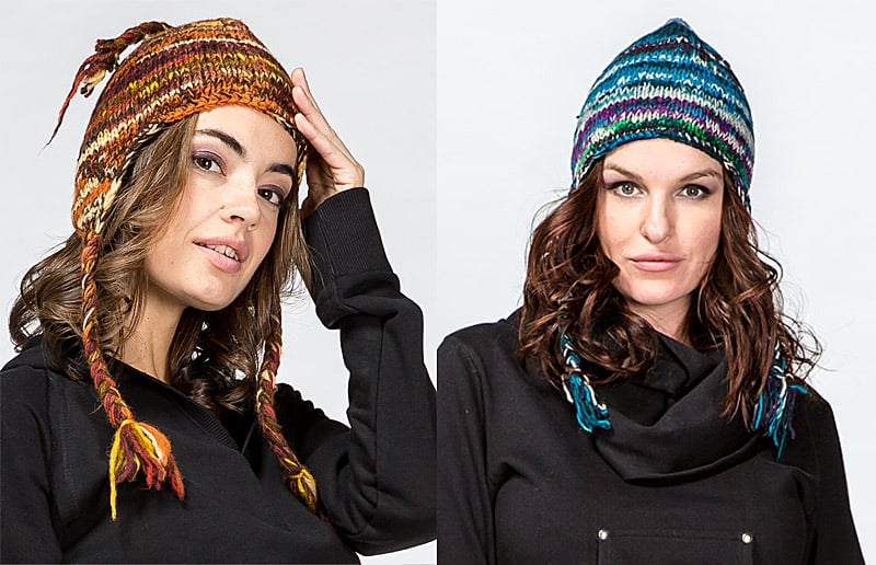 Две вязаные бохо шапки