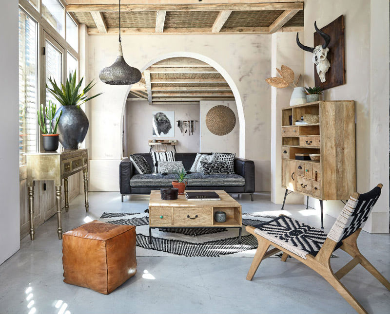 Стиль бохо-шик в интерьере гостиной