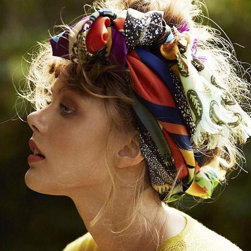 Стиль бохо-шик — платок в прическе