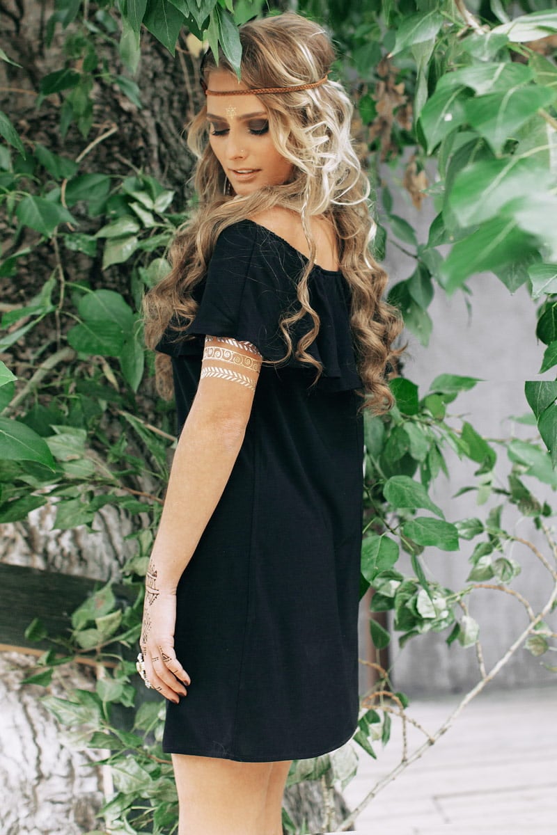 Черная бохо туника