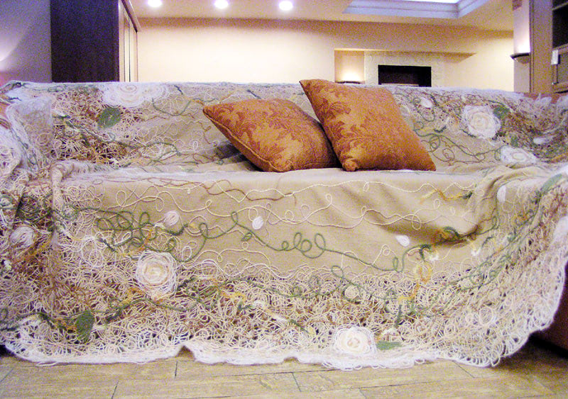 Декоративное покрывало, валяное из шерсти