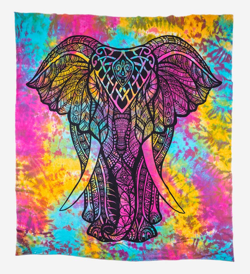 Декоративное индийское покрывало со слоном