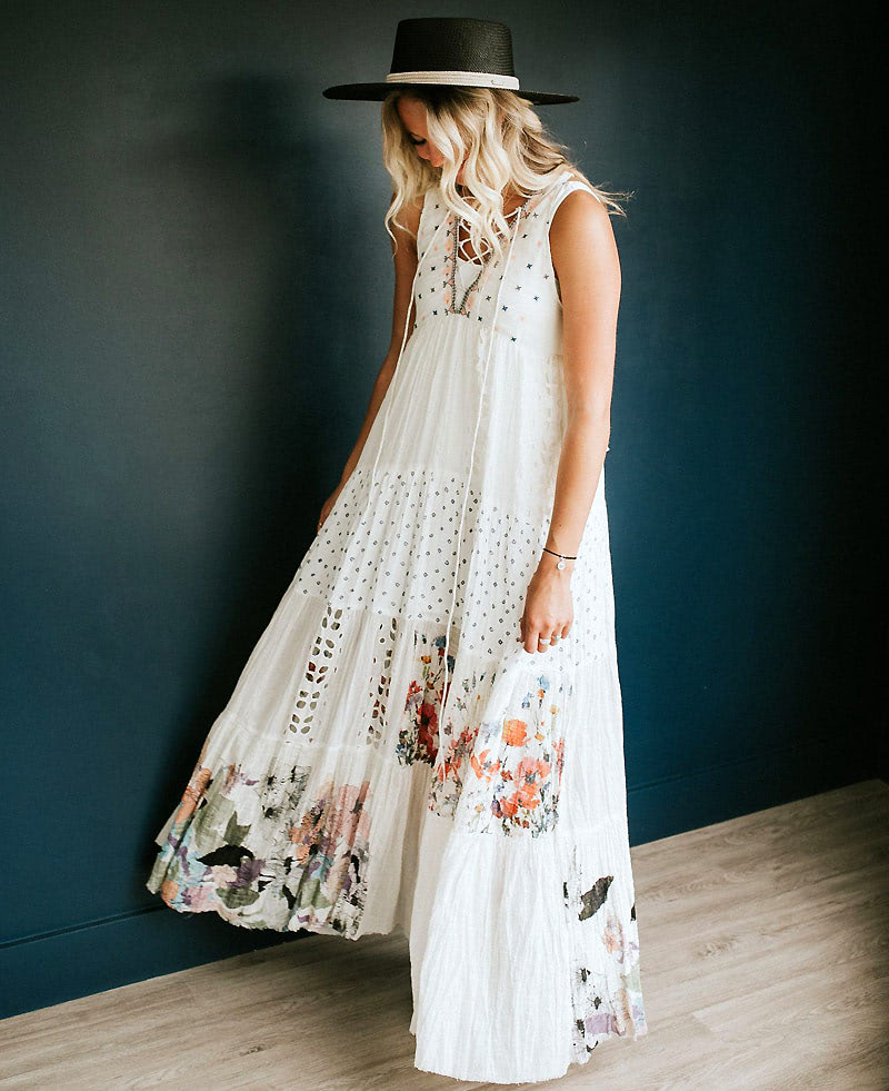 Длинное бохо платье пэчворк