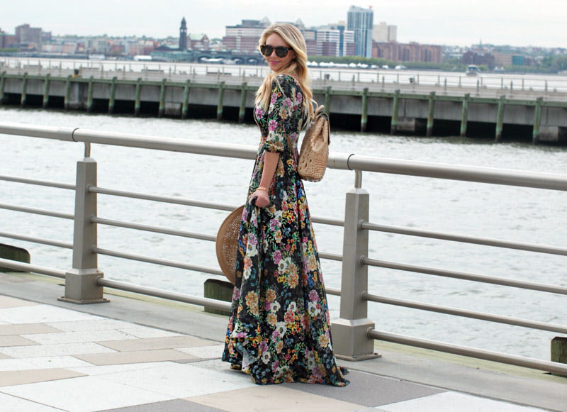 Длинное бохо платье с цветочным принтом