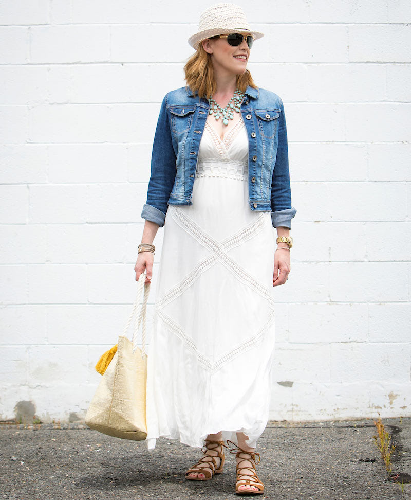 Длинное бохо платье в кэжуал-луке