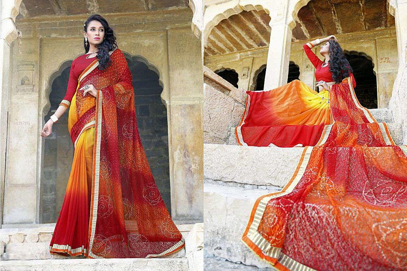 Индийское сари красное