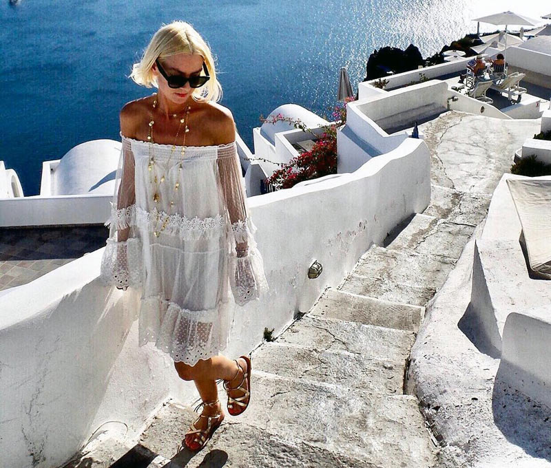 Богемное платье кружевное белого цвета