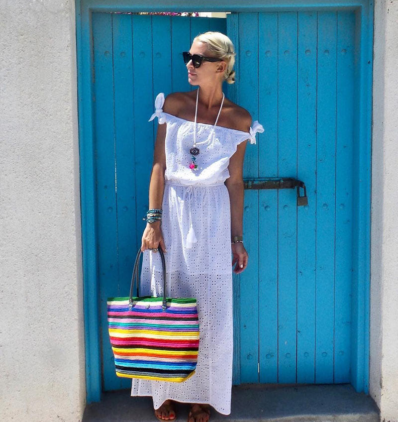 Белое бохо платье из прошвы