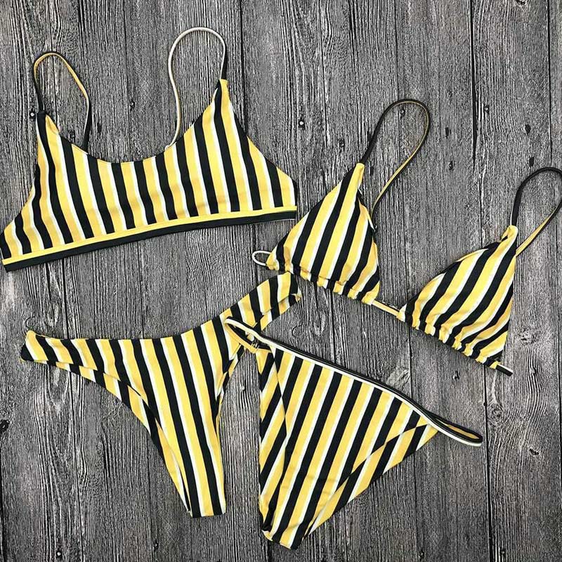 Принт полоска — модные купальники 2018