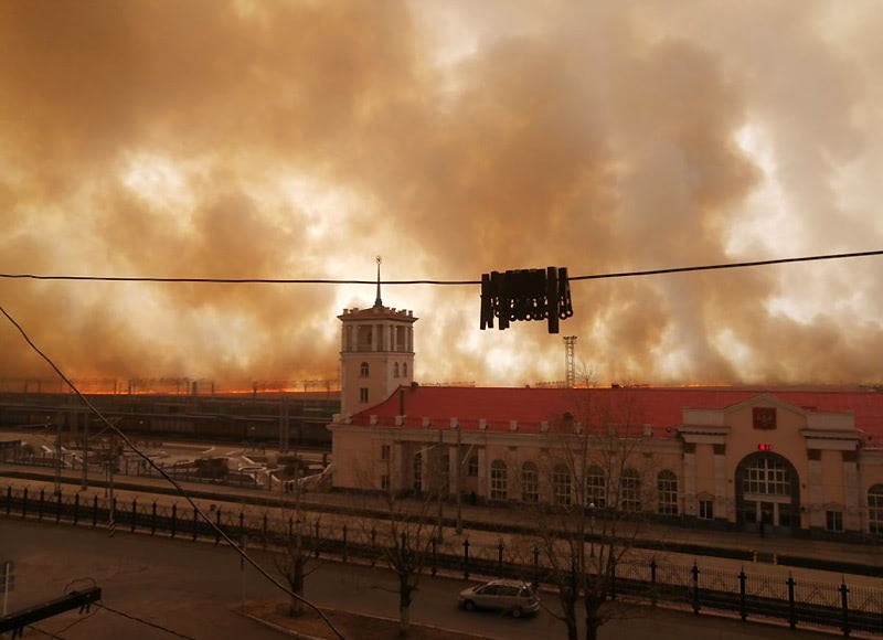 Лесной пожар в черте города