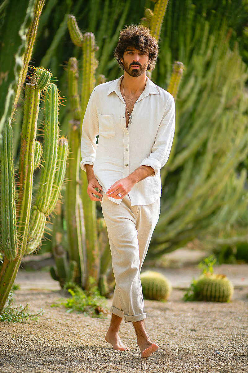 Мужская бохо одежда в белом цвете