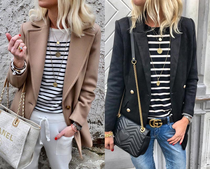 Полосатая одежда — два варианта лонгсливов