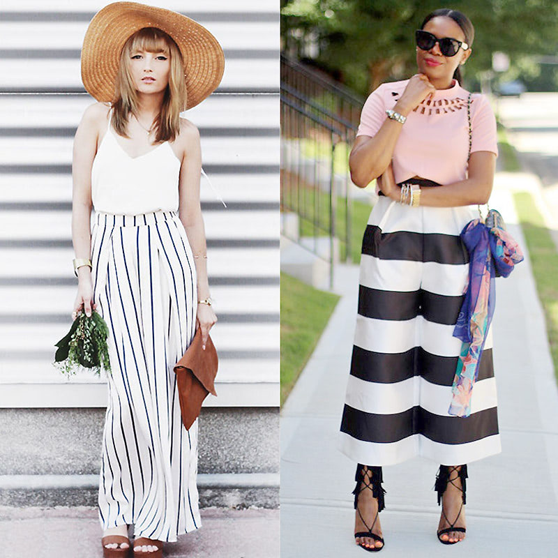 Два варианта брюк в полоску