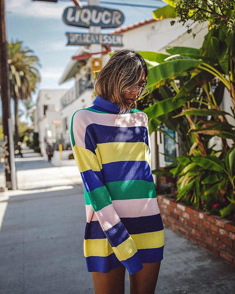 Полосатая одежда — яркий демисезонный свитер