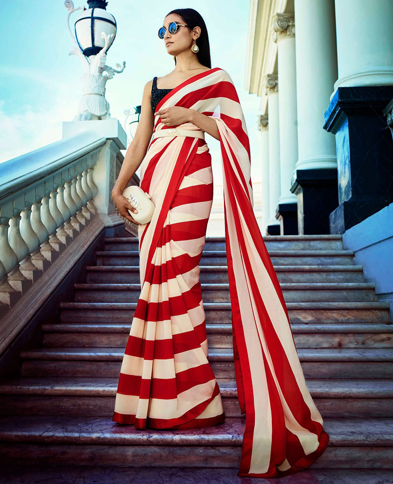 Полосатое индийское сари