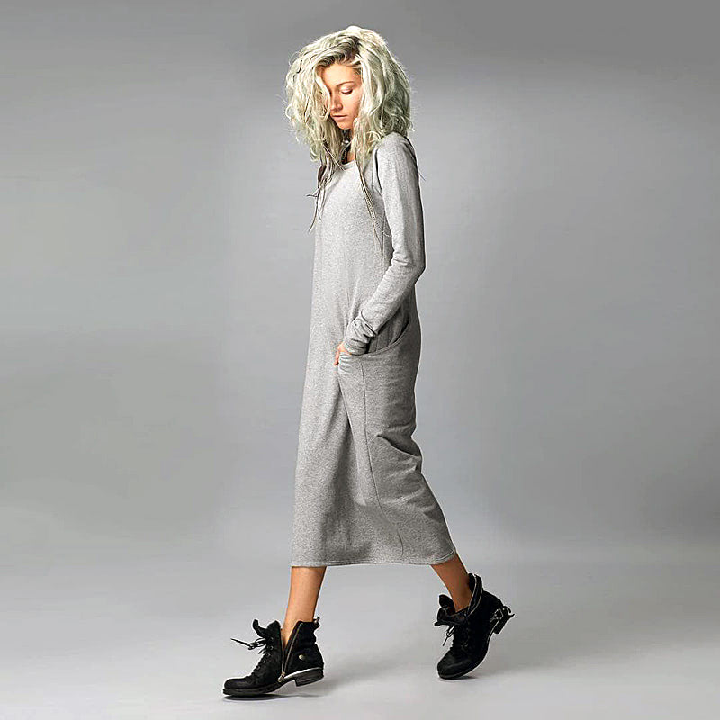 Теплое бохо платье длинное