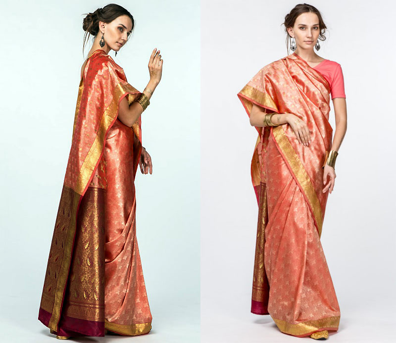 Индийское сари из натуральных тканей