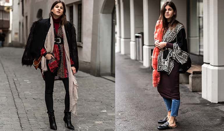 Верхняя одежда в зимнем бохо