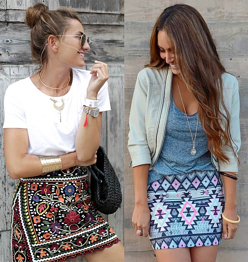 Юбки бохо мини