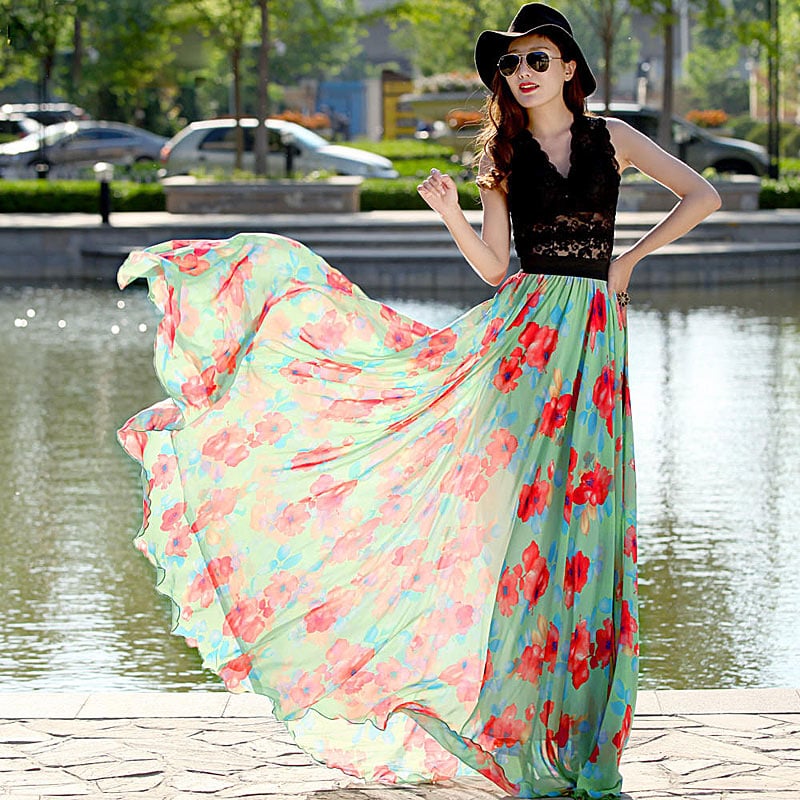 Бохо юбка цветочный принт