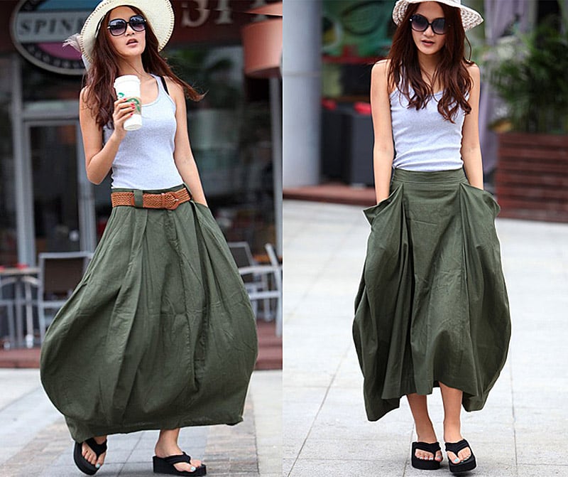 Бохо юбка из льна