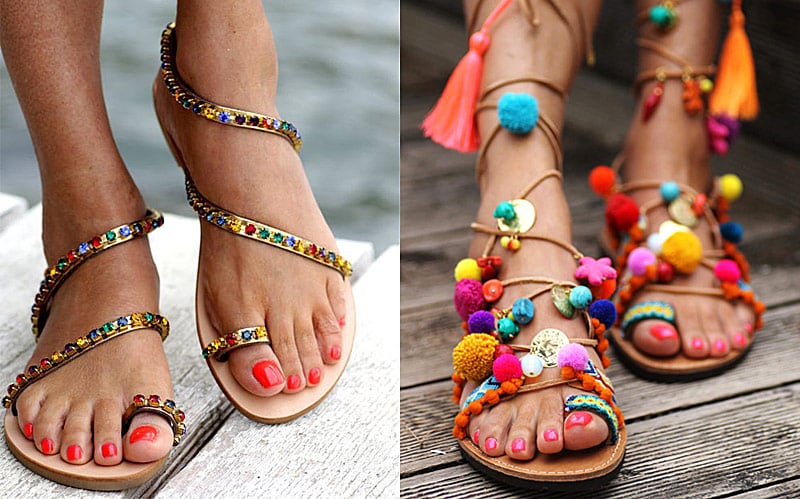 Сандалии к юбке в стиле бохо