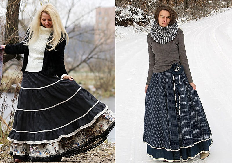 Зимние бохо юбки