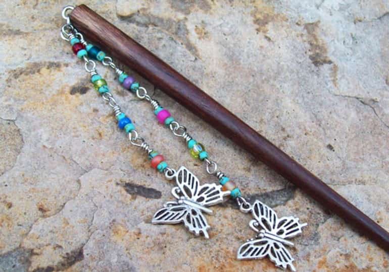 Палочки для волос с бабочками